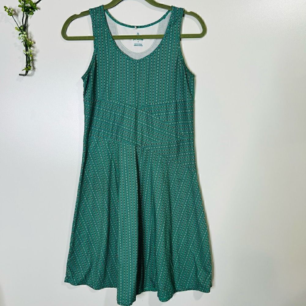 PrAna Blue Green Geometric Stretch Pullover Sundress